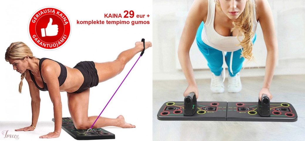 imusau.lt | parduodama 9 in 1 „Push Up Rack“ atramos stovas su pasipriešinimo juostomis